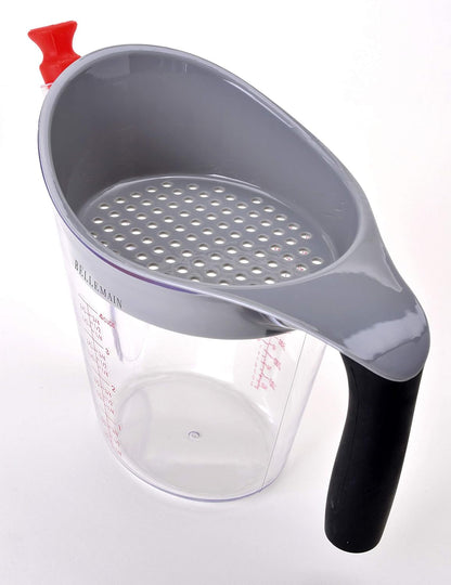 4-Cup Fat Separator/Measuring Cup with Strainer & Fat Stopper / 1 Liter Capacity7