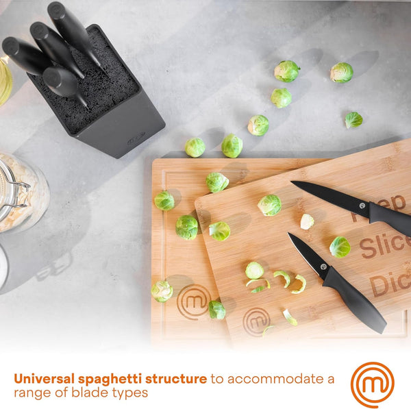 Masterchef Knife Set with Block, 7Pc Kitchen Knives Set with Holder, Black4