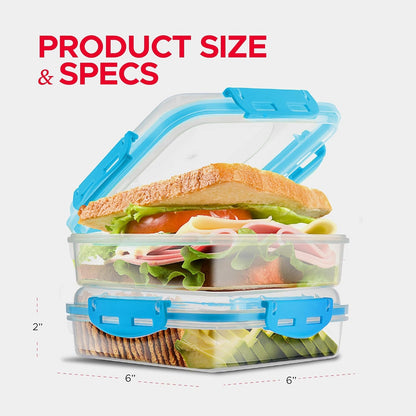 2 Pack Sandwich Containers with Lids, Bpa-Free, Black7