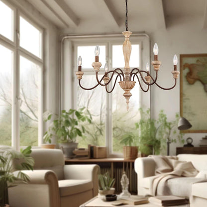 6 Light 28In Farmhouse French Country Chandelier for Dining Room2
