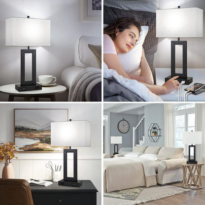 22" Table Lamp Set of 2, Modern Touch Control Lamp with 2 USB Ports9