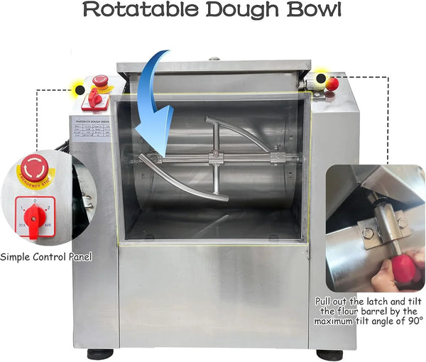 110V Commercial Dough Mixer Machine 25 KG Kneading Capacity Electric Food Mixer Flour Mixer 2200W/2.95HP for Dough Mixing Kneading5
