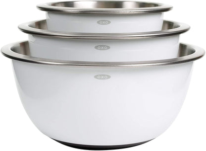 OXO Good Grips Mixing Bowl Set - 3-Piece, Stainless Steel | Nesting Bowls for Baking and Cooking, Non-Slip Base, Dishwasher Safe1
