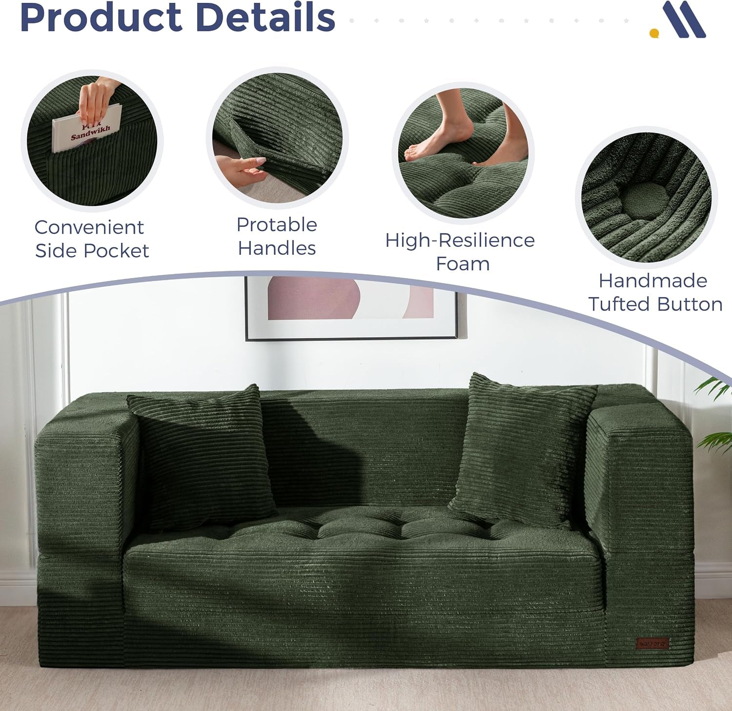 folding-sofa-bed-convertible-boneless-loveseat-couch-with-pillow