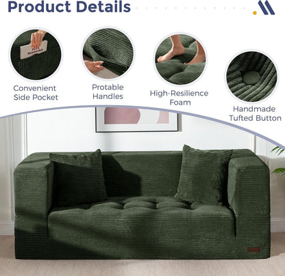 Folding Sofa Bed, Convertible Boneless Loveseat Couch with Pillow6