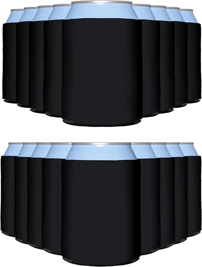 25 Pack Black Blank Can Cooler Sleeves, Customizable Bulk Insulated Foam for Beer, Collapsible Plain Drink Holder, Cold Soda Insulator, 12Oz Regular, 16Oz Tall Cans1