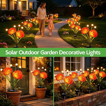 Solar Firefly Lights Outdoor Waterproof, 4 Pack Solar Flowers Swaying Lights with Flowers, Flower Light Garden Decor for outside Yard Patio Halloween Christmas, Gifts for Women Grandma5
