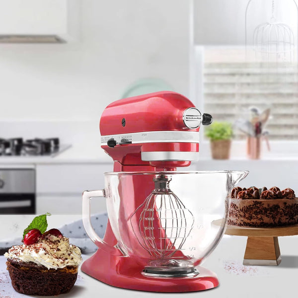 Tilt-Head Stand Mixer Glass Bowl, 5 Qt,Compatible with Kitchenaid Artisan 5KSM125, 5KSM150, 5KSM175, 5KSM7580, KSM150, RRK150,K45, K45SS, KSM75, KSM90, Ksm95,Classic without Lid6