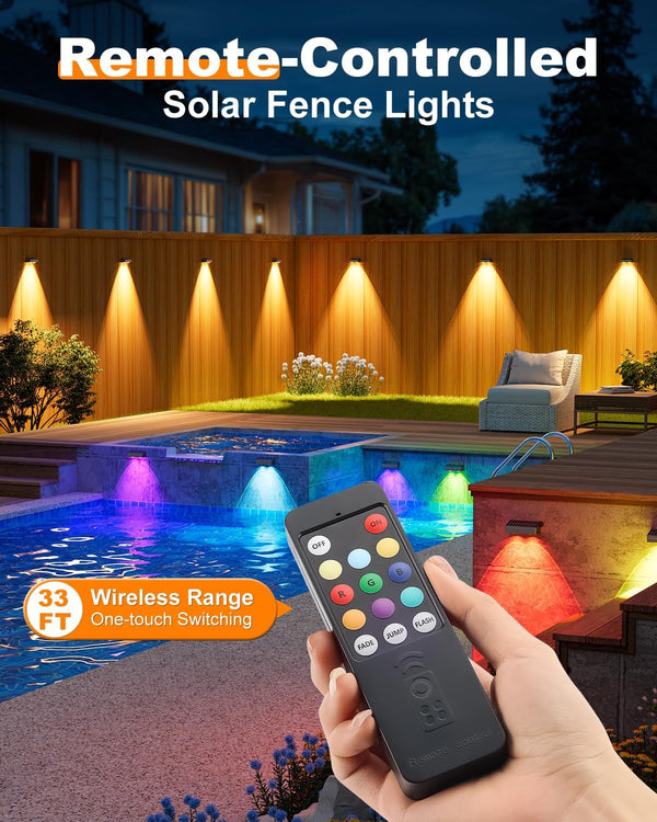 Solar Fence Lights with Remote Control 12 Pack, 50 LM Fence Lights2