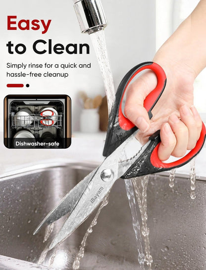 Kitchen Scissors Shears All Purpose Heavy Duty, Protective Sheath | 2-Pack, Ultra-Sharp Stainless Blades, Soft Comfort-Grip, Dishwasher Safe, Cutting Food Cooking Meat Poultry Kitchen Utensils6