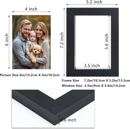 4X6 Double Hinged Picture Frame with Real Glass, PS04-BKD62