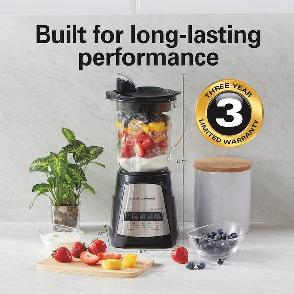 Power Elite Blender for Smoothies with Wave Action System | 40 Oz. Glass Jar | 12 Functions Including Puree, Crush Ice | 700 Watts | Black | 58148AG7