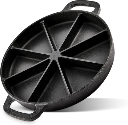 Classic Cast Iron Wedge Pan, Non-Stick Cornbread Skillet with Easy Transport Handles, 8 Slice Divided Cast Iron Baking Pan for Scones, Biscuits, Breads & Desserts1