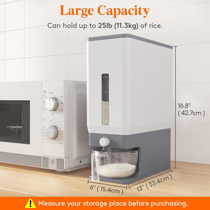 Rice Dispenser 25 Lbs, Airtight Storage with Measuring Cup, Grey4