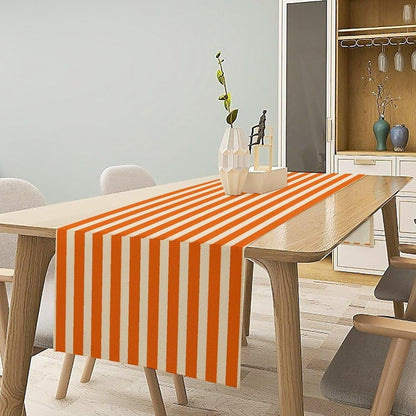 Striped Table Runner, Orange White Vertical Stripe Modern Minimalism Farmhouse Table Kitchen Dinning Table Runner for Indoor Home Decor Birthday Party Wedding, 13X36 Inch7