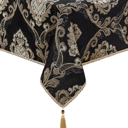 Black Rectangle Tablecloth Jacquard Fabric 60 X 104 Inches3