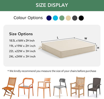 Outdoor Chair Cushions Set of 4: Waterproof & Fade Resistant Seat Cushion for Patio Furniture - 18.5 X 16 X 2 Inch Chair Pads with Ties and Hidden Zipper - Patio Chair Cushion Replacement, Beige6