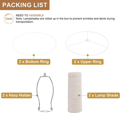 Lampshades Set of 2, Drum Lampshades 11.6" Top X 12.6" Bottom X 9.8" High,  Medium Lampshades (Spider Fitter), Beige Lampshades Natural Linen Hand Crafted, Easy Assembly Required7