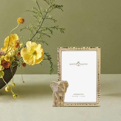 Modern Elephant Gold Picture Frame 4X6 Inch for Tabletop Display Perfect for Home Decor Wedding Vacation Graduation Milestone Photo2