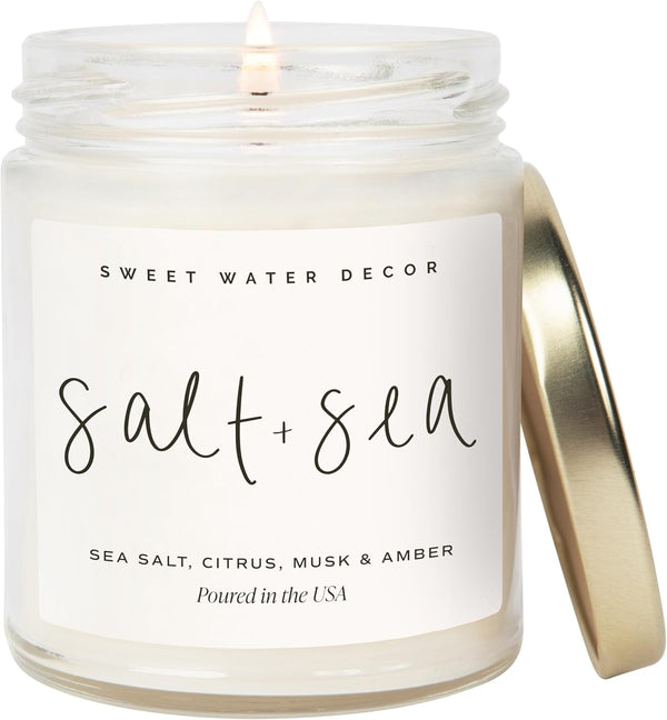 Salt & Sea Candle, Costal Decor Beach & Summer Scent, 9Oz1
