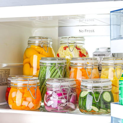 round Small Glass Pantry Jars with Airtight Lids 17 Oz 6 Pack2