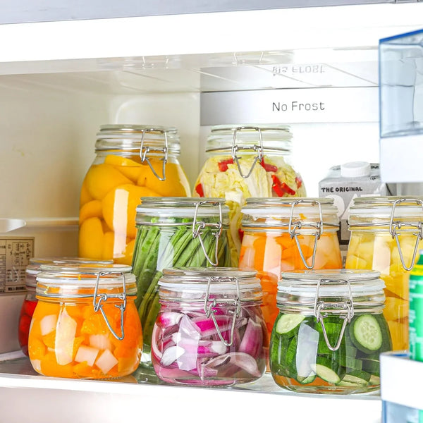 round Small Glass Pantry Jars with Airtight Lids 17 Oz 6 Pack2