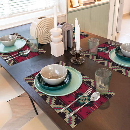 Aztec Placemats Set of 4 Ethnic Native Southwest Place Mats Red Brown Tribal Navajo Mexican Geometric Rectangle Table Mat Linen Washable Placemat for Party Kitchen Dining Decor 12X19 Inch6