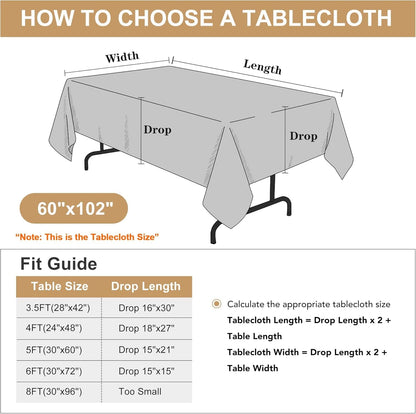 2 Pack Black Tablecloths 60X102 Inch for 6 Feet Rectangle Tables | Stain and Wrinkle Resistant Washable Polyester Table Cover for Dining Tables, Wedding Buffet Parties and Camping7