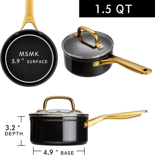 1.5 QT Ceramic Enamel Saucepan with Lid, Nonstick Black Cooking Pot | Ceramic, Non Toxic, Even Heating, Easy Clean, Suitable for Gas & Electric & Induction Stove, Dishwasher & Oven Safe7