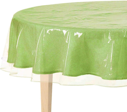 Clear Plastic Tablecloth Protector, Table Cloth Vinyl (70" Round) | Waterproof PVC Transparent Table Cover. Heavy Duty Wipeable Dining Room Protector Pad Prevents Scratches, Stains, and Spills.1