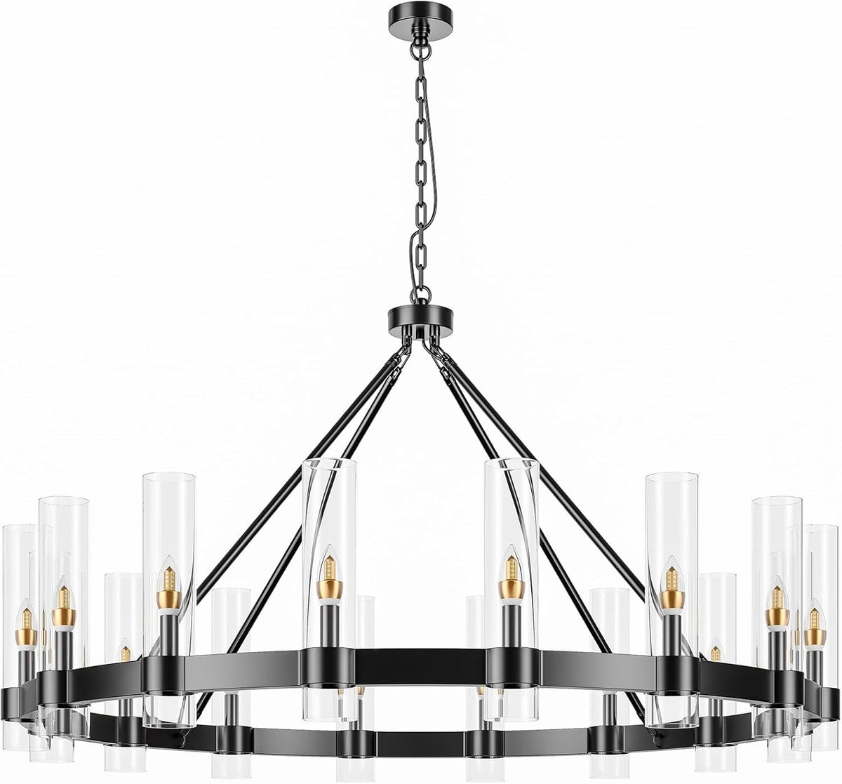 48-inch-black-wagon-wheel-chandelier-with-glass-shade-16-lights-modern-farmhouse-style-ideal-for-dining-room-kitchen-entryways