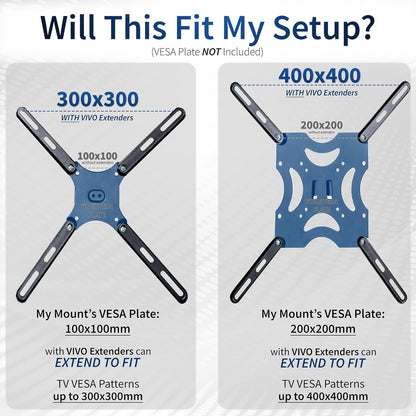VIVO Steel VESA Extension Mount Adapter Brackets for Screens 32 to 55 Inch LCD LED TV, Conversion Plate Kit for VESA up to 400X400Mm (MOUNT-AD400B)3