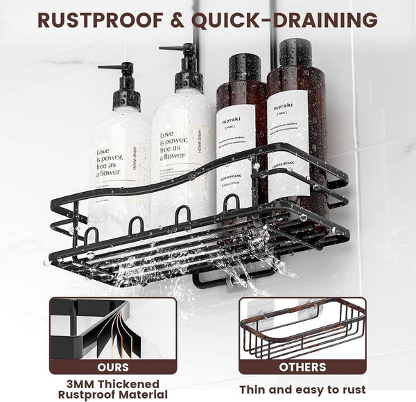 Rustproof Shower Caddy Hanging with Soap Holders for Bathroom, Black6