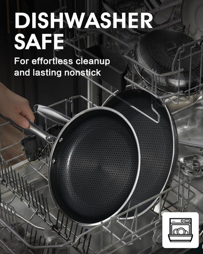 Stainless Steel Non Stick Frying Pan with Lid - PFOA Free | Induction Compatible | Oven & Dishwasher Safe | Stay Cool Handle | Versatile for All Stovetops | Gift8