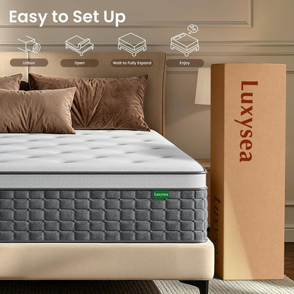 Queen Mattress 14 Inch, Medium Firm Feel, Queen Size Mattresses in Box, Individually Pocket Coils for Motion Isolation, Cooling & Comfortable Sleep with Gel Foam, Certipur-Us Certified4