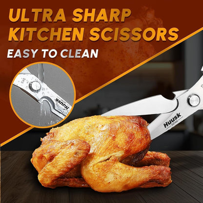 Kitchen Scissors for Food, Japanese Steel Kitchen Shears All Purpose | Multifunction Sharp Cooking Meat Scissors for Fish, Herbs, Chicken, Turkey, Gifts for Women, Non-Slip Handle, Dishwasher Safe2