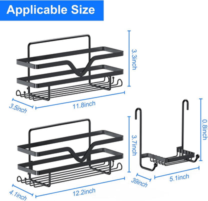 Adhesive Shower Caddy No Drilling Bathroom Organizers, 3 Pack3