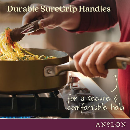 Advanced Home Hard Anodized Nonstick Cookware Set, Non Stick Pots and Pan Set, 9-Piece, Bronze6