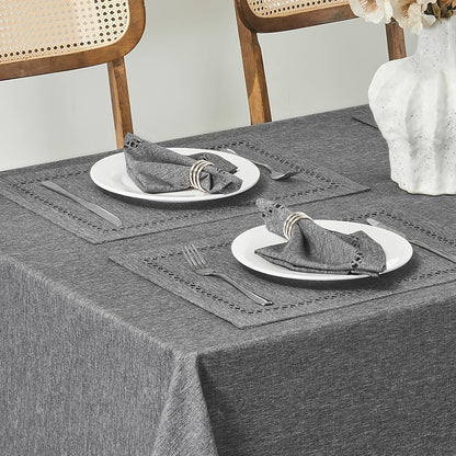 Gray 13X19 Oblong Polyester Linen Farmhouse Placemat Set of 84