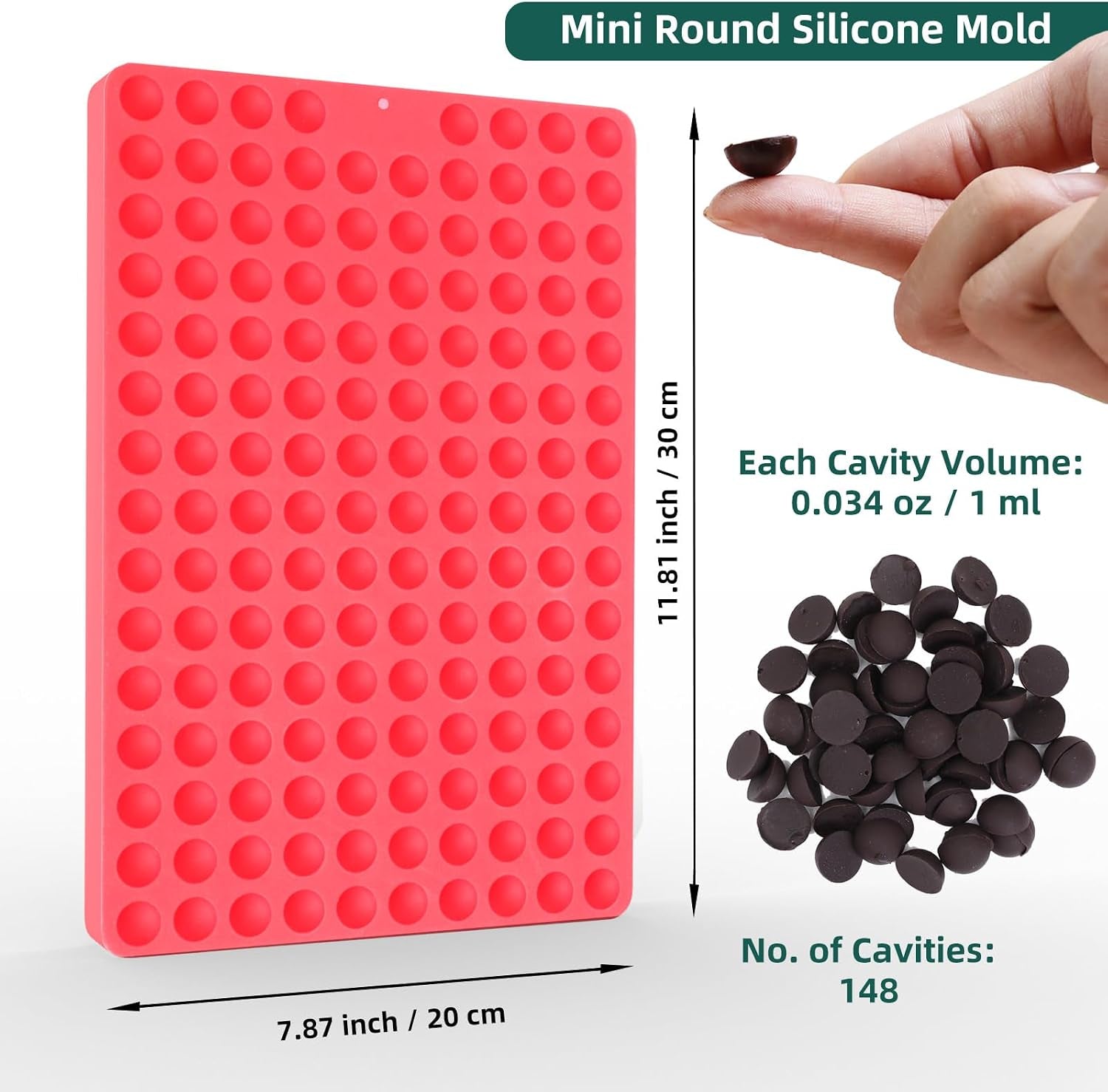 mini-round-silicone-molds-148-cavities-semi-sphere-chocolate-candy-mold-for-baking-and-freezing-chocolate-chip-gumdrop-cookie-dog-treat-cake-decor-fruit-snack-with-a-scraper