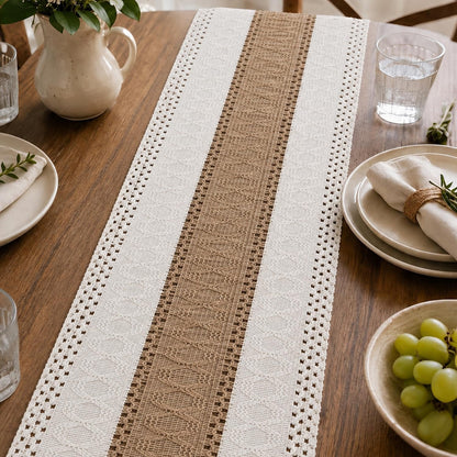 Boho Table Runner with Tassels Farmhouse Rustic 12X72 Inch7