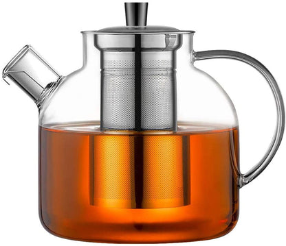 1500Ml(50Oz) Glass Teapot with Removable Infuser,  Stovetop Safe Large Tea Pot, Blooming and Loose Leaf Hand Crafted Kettle for Women and Adult with Stainless Infuser1