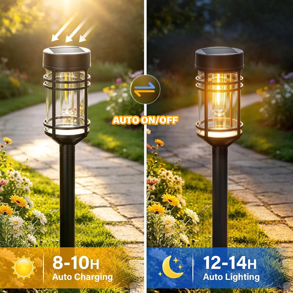 Solar Pathway Lights Outdoor 8 Packs, Solar Garden Lights IP65 Waterproof, LED Solar Powered Path Light Auto On/Off, Landscape Lighting for Yard Walkway Driveway Porch outside Decor5