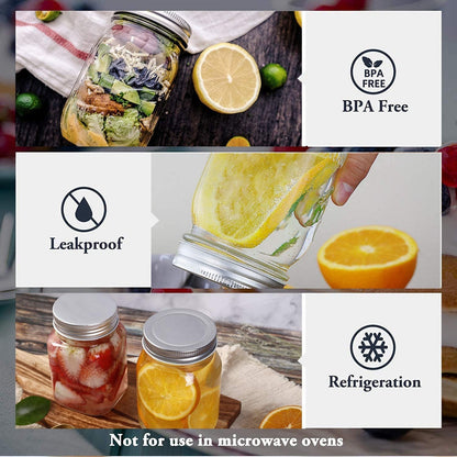 Glass Mason Jars, 16Oz Regular Mouth Canning Jar with Airtight Lids, 4 Pack | Small Sealing Containers, Glass Jars, Durable Clear Glass Material, for Food Storage, Overnight Oats, Meal Prep, Candy8