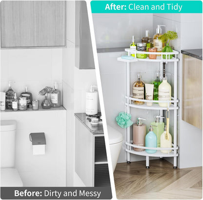 Standing Corner Shower Caddy - 3 Tier Large Capacity, White7
