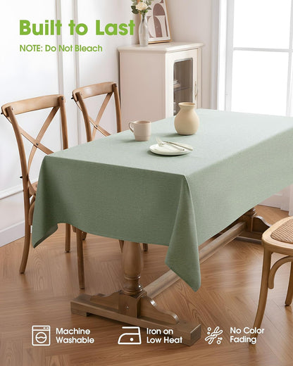 Rectangle Linen Tablecloth Waterproof & Stain Resistant, Wrinkle-Free Table Cloth Adds Elegance and Protection, Ideal for Dining, Party, Wedding and Outdoor, 52 X 70 Inch, Sage Green4