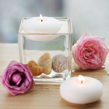 24 Pack Floating Candles, 3” White Unscented Dripless Wax Burning Candles, for Cylinder Vases, Weddings, Party and Holiday …4