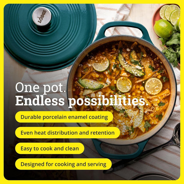 Essential Enamel Cast Iron Dutch Oven, 6 Quart, Lagoon | Ideal for Bread Baking, Braising, Marinating & Slow Cooking, Features Moisture-Sealing Lid & Dual Handles2
