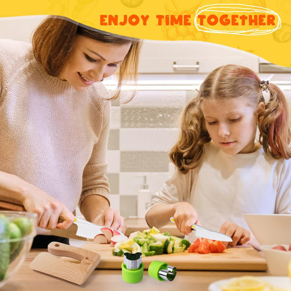 Kidz Safe Knife Set for Toddlerz Real Cooking - Toddlerz Knives Sets Kitchen Tools with Gloves Cutting Board Fruit Vegetable Crinkle Cutters7