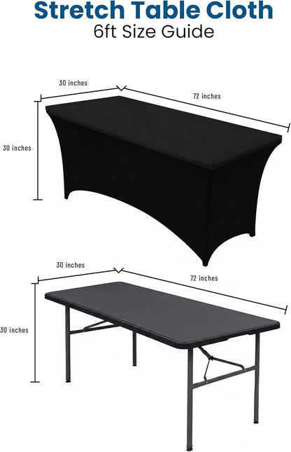 Spandex Tablecloth 2 Pack [6FT, Black] Tight, Fitted, Washable and Wrinkle Resistant Stretch Rectangular Patio Table Cover for Event, Wedding, Banquet & Parties [72Lx30Wx30H Inch] | Tight, Fitted, Washable and Wrinkle Resistant Stretch Rectangular Patio Table Cover for Event, Wedding, Banquet & Parties5